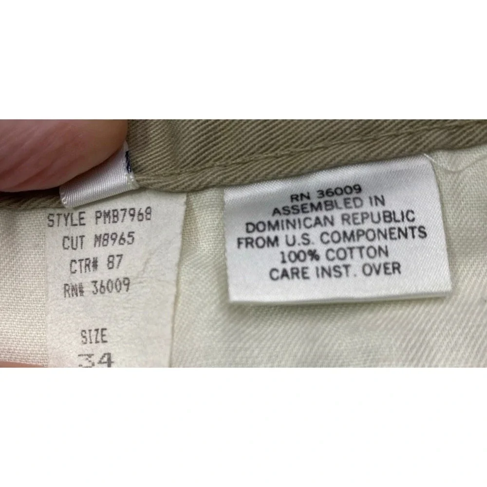 Calvin Klein Chinos Men 34 Tan Pleated Cuffed Cotton Trousers PMB7968